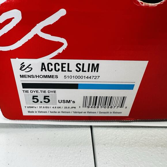 Size 5.5 - eS Footwear Accel Slim Tie Dye Blue Men's Skateboard Sneakers (7W) - Picture 8 of 8